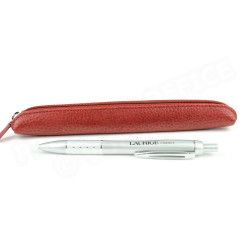 Etui stylo à zip cuir Rouge-bordeaux Beaubourg