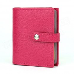 Porte 24 cartes cuir Rose-fuchsia Beaubourg