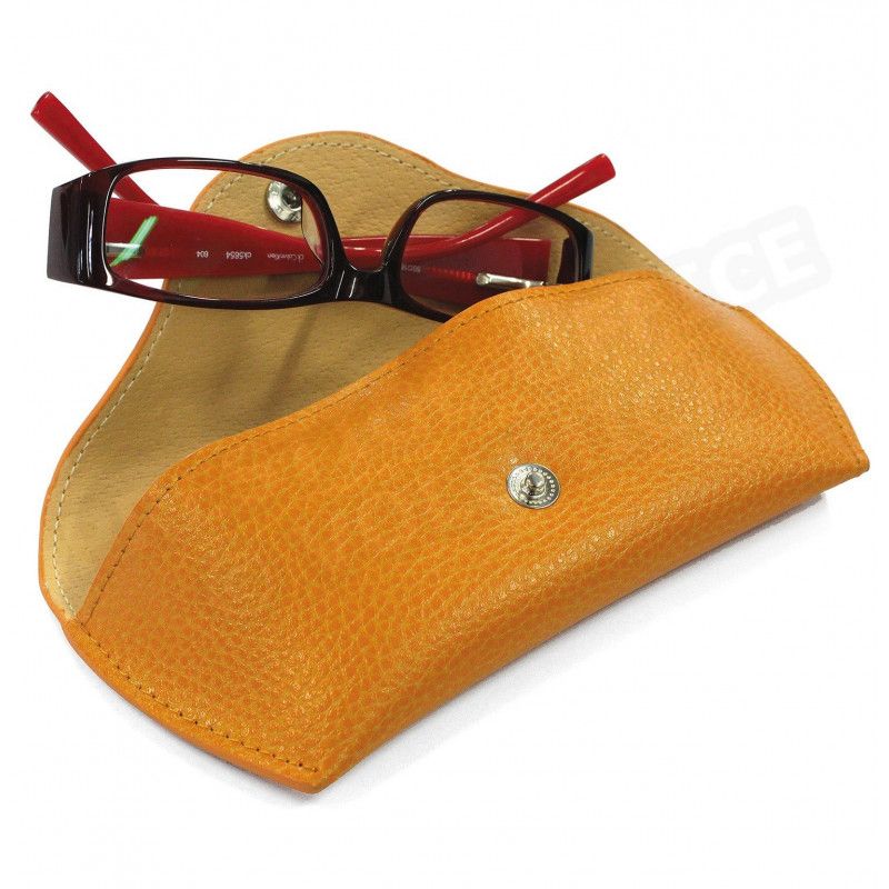 Etui lunettes rigide cuir Orange Beaubourg