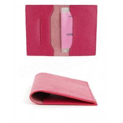 Etui voyage papiers-CB-passeport cuir Rose-fuchsia Beaubourg