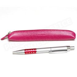 Mini étui stylo cuir Rose-fuchsia Beaubourg