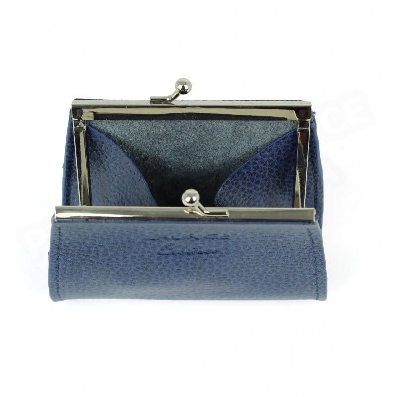 Porte-monnaie Fermoir cuir Bleu-marine Beaubourg