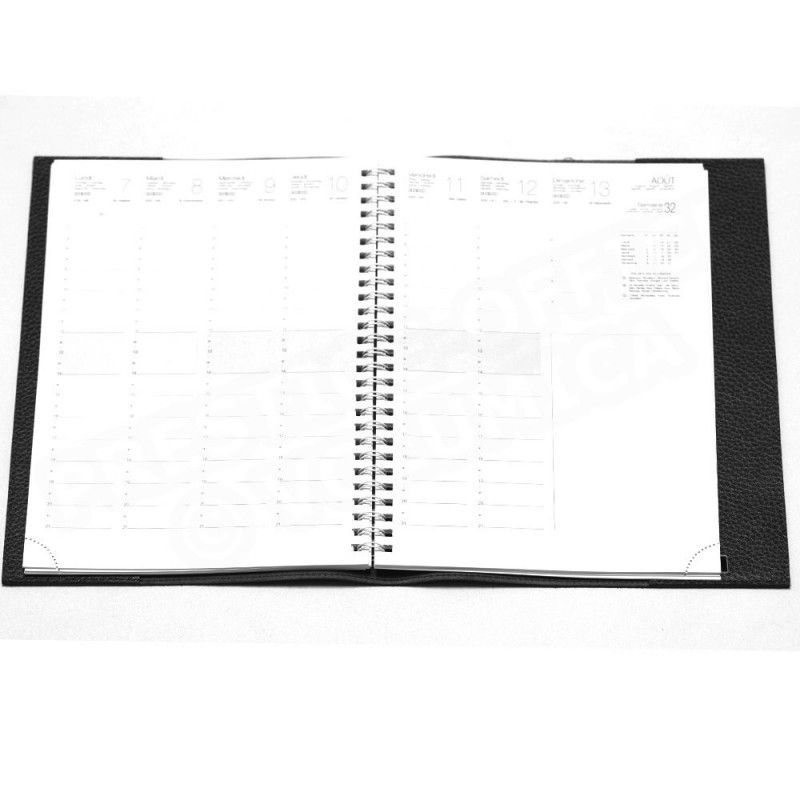 Agenda VIP cuir Format : Bureau (21 x 27 cm), Noir